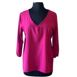 ALLISON JOY Magenta Blouse Large V-Neck EVEREVE